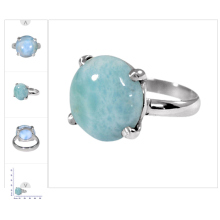 Larimar Gemstone 925 Sterling Silver Ring Jewelry